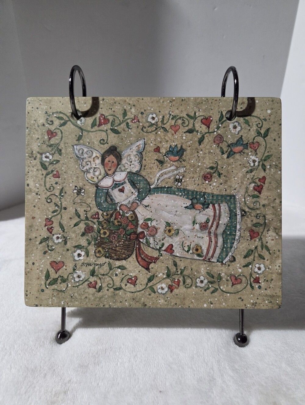 2002 Burnes Of Boston Folk Art Angel  "Flip-It" Tabletop Photo Album